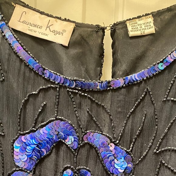 Vintage LAURENCE KAZAR Sequined Silk Top - Picture 7 of 16
